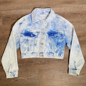 Top Shop Acid Wash Cropped Denim Jacket
